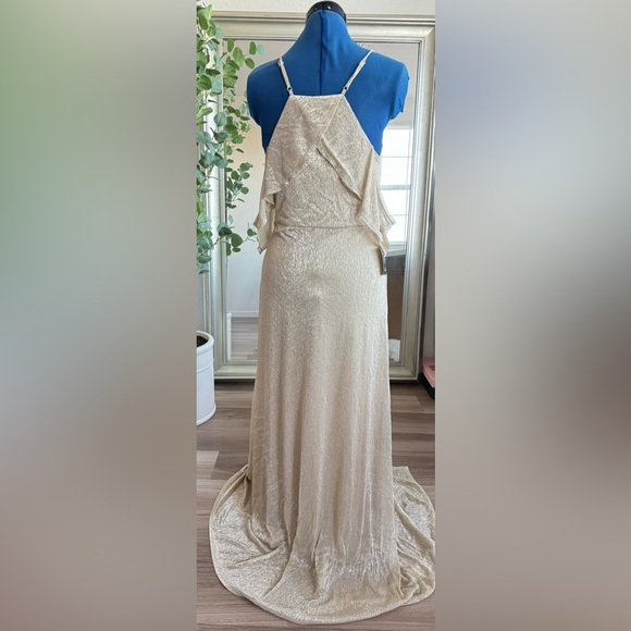 LULU’S Lulus Shine Bright Gold Off-the-Shoulder Maxi Dress - Picture 6 of 8